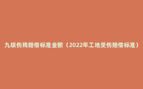 九级伤残赔偿标准金额（2022年工地受伤赔偿标准）