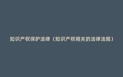 知识产权保护法律（知识产权相关的法律法规）