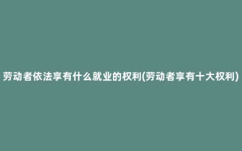 劳动者依法享有什么就业的权利(劳动者享有十大权利)