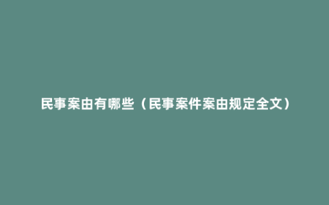 民事案由有哪些（民事案件案由规定全文）