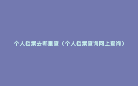 个人档案去哪里查（个人档案查询网上查询）