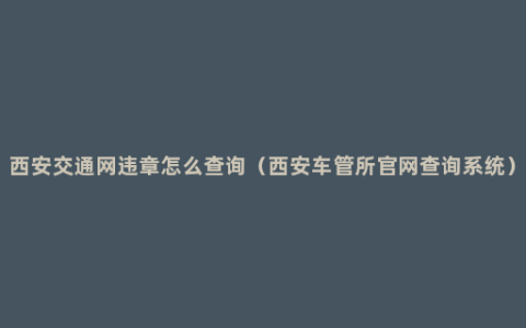 西安交通网违章怎么查询（西安车管所官网查询系统）