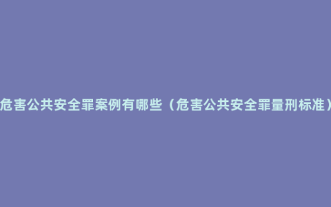 危害公共安全罪案例有哪些（危害公共安全罪量刑标准）