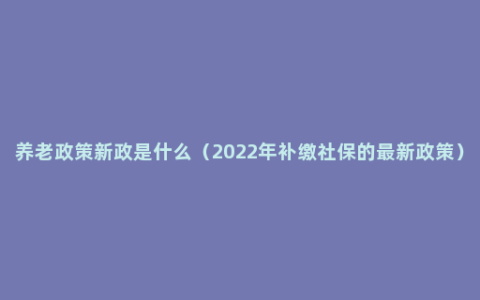 养老政策新政是什么（2022年补缴社保的最新政策）