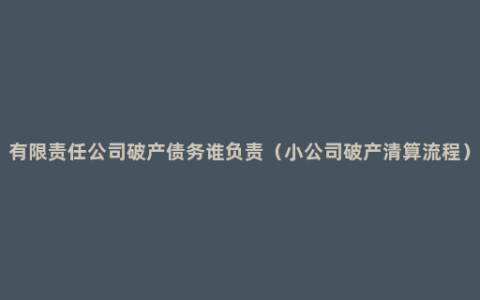 有限责任公司破产债务谁负责（小公司破产清算流程）