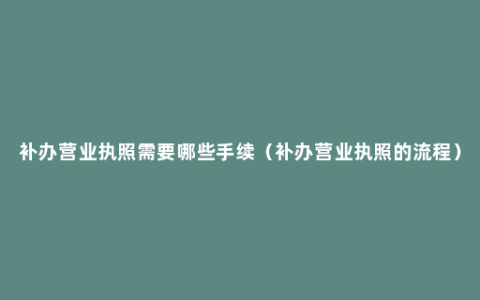 补办营业执照需要哪些手续（补办营业执照的流程）