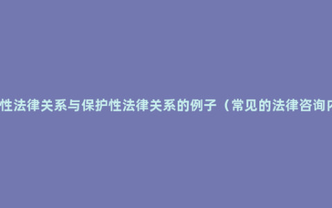 调整性法律关系与保护性法律关系的例子（常见的法律咨询内容）