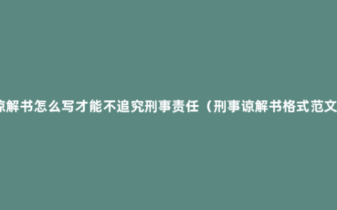 谅解书怎么写才能不追究刑事责任（刑事谅解书格式范文）