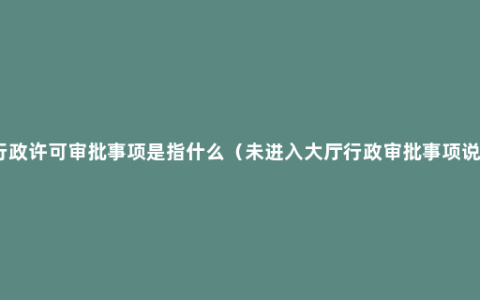 非行政许可审批事项是指什么（未进入大厅行政审批事项说明）