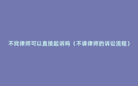 不找律师可以直接起诉吗（不请律师的诉讼流程）