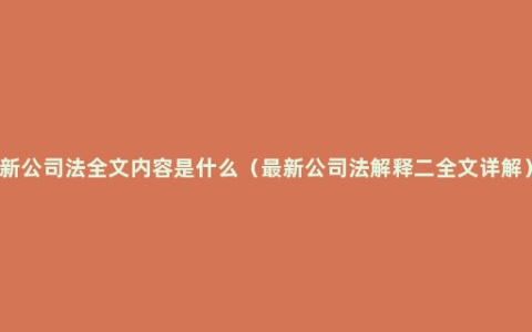 新公司法全文内容是什么（最新公司法解释二全文详解）