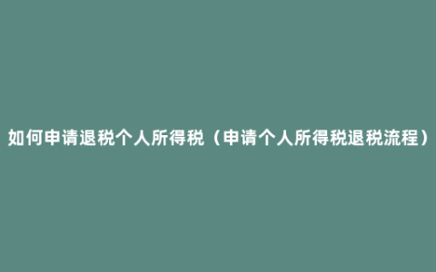 如何申请退税个人所得税（申请个人所得税退税流程）