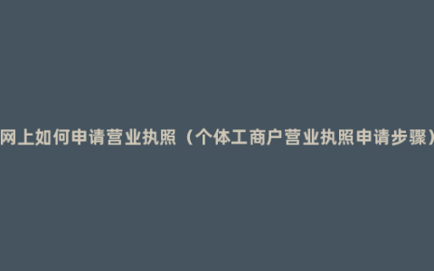 网上如何申请营业执照（个体工商户营业执照申请步骤）