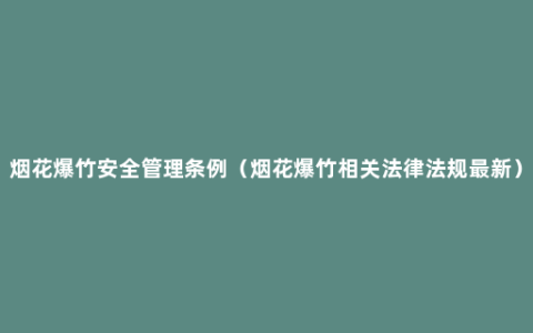 烟花爆竹安全管理条例（烟花爆竹相关法律法规最新）