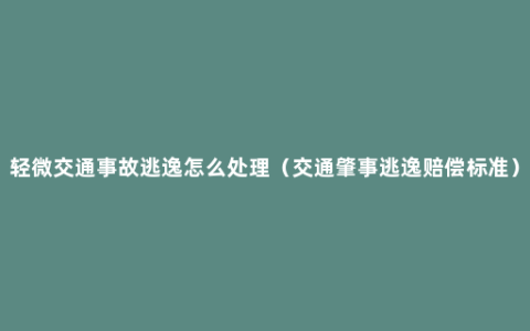 轻微交通事故逃逸怎么处理（交通肇事逃逸赔偿标准）