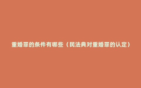 重婚罪的条件有哪些（民法典对重婚罪的认定）