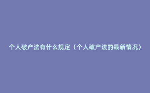 个人破产法有什么规定（个人破产法的最新情况）