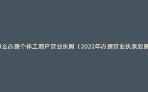 怎么办理个体工商户营业执照（2022年办理营业执照政策）