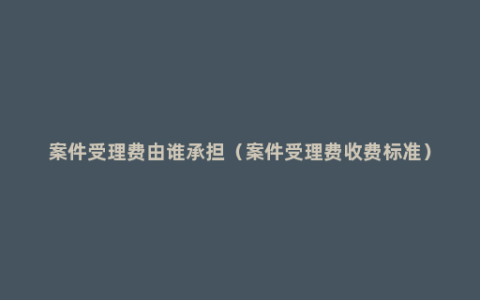 案件受理费由谁承担（案件受理费收费标准）