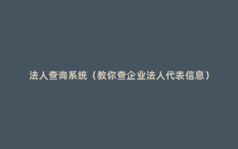 法人查询系统（教你查企业法人代表信息）