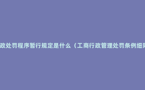 行政处罚程序暂行规定是什么（工商行政管理处罚条例细则）