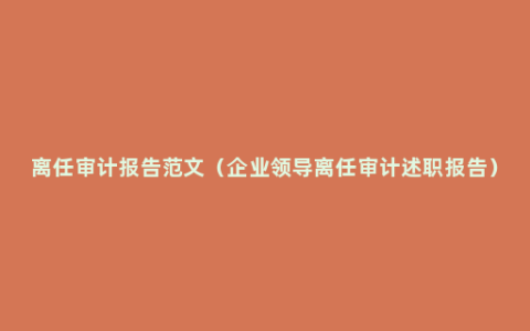 离任审计报告范文（企业领导离任审计述职报告）