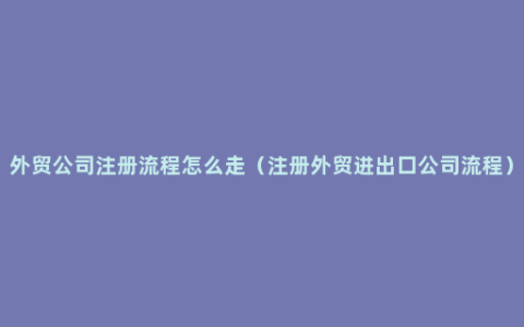 外贸公司注册流程怎么走（注册外贸进出口公司流程）