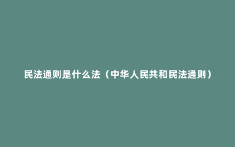 民法通则是什么法（中华人民共和民法通则）