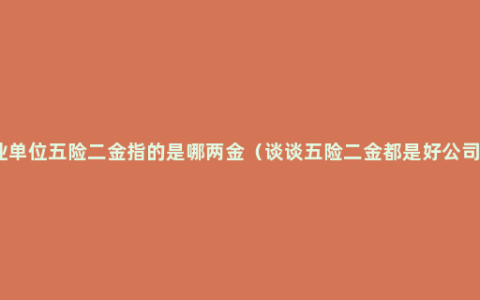 事业单位五险二金指的是哪两金（谈谈五险二金都是好公司吗）