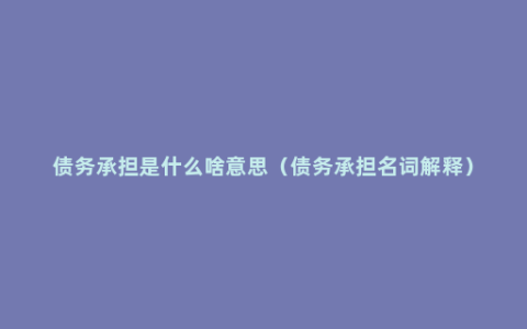 债务承担是什么啥意思（债务承担名词解释）