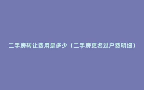 二手房转让费用是多少（二手房更名过户费明细）