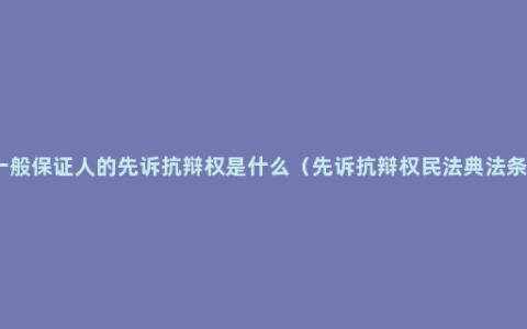 一般保证人的先诉抗辩权是什么（先诉抗辩权民法典法条）