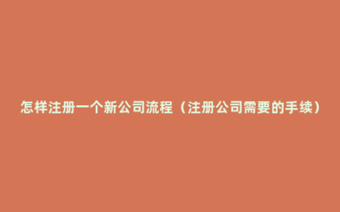 怎样注册一个新公司流程（注册公司需要的手续）