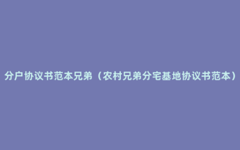 分户协议书范本兄弟（农村兄弟分宅基地协议书范本）