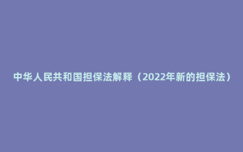 中华人民共和国担保法解释（2022年新的担保法）