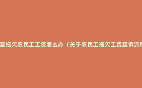 恶意拖欠农民工工资怎么办（关于农民工拖欠工资起诉流程）