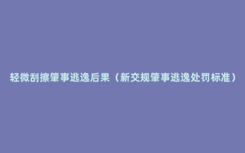 轻微刮擦肇事逃逸后果（新交规肇事逃逸处罚标准）