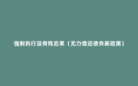 强制执行没有钱后果（无力偿还债务新政策）