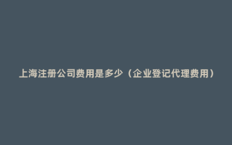 上海注册公司费用是多少（企业登记代理费用）