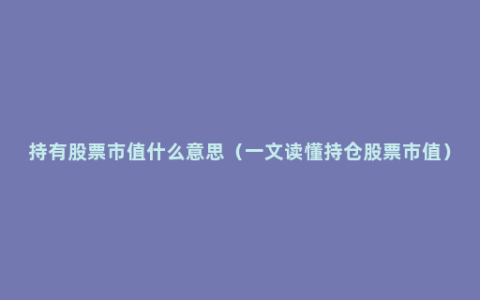 持有股票市值什么意思（一文读懂持仓股票市值）