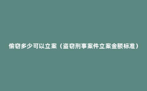 偷窃多少可以立案（盗窃刑事案件立案金额标准）