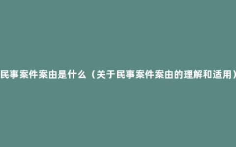 民事案件案由是什么（关于民事案件案由的理解和适用）