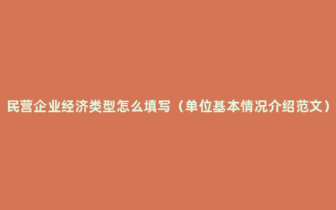 民营企业经济类型怎么填写（单位基本情况介绍范文）