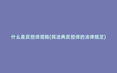 什么是反担保措施(民法典反担保的法律规定)