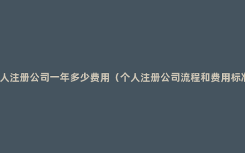 个人注册公司一年多少费用（个人注册公司流程和费用标准）