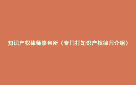 知识产权律师事务所（专门打知识产权律师介绍）