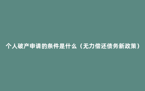 个人破产申请的条件是什么（无力偿还债务新政策）