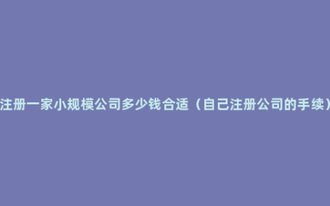 注册一家小规模公司多少钱合适（自己注册公司的手续）