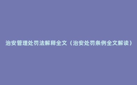 治安管理处罚法解释全文（治安处罚条例全文解读）