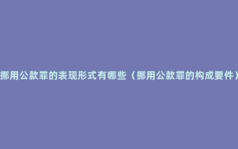 挪用公款罪的表现形式有哪些（挪用公款罪的构成要件）